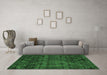 Machine Washable Abstract Emerald Green Modern Area Rugs in a Living Room,, wshabs4515emgrn