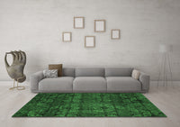 Machine Washable Abstract Emerald Green Modern Rug, wshabs4515emgrn