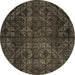 Round Machine Washable Abstract Brown Modern Rug, wshabs4515brn