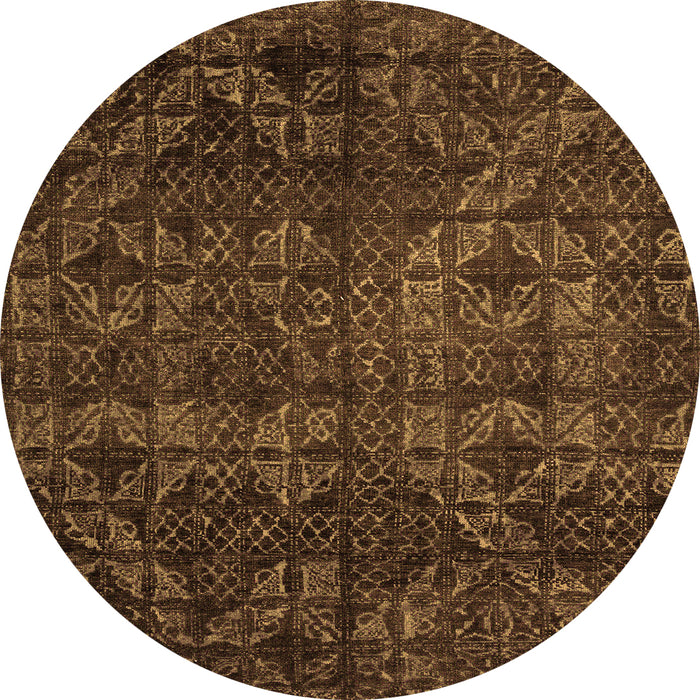 Round Machine Washable Abstract Orange Modern Area Rugs, wshabs4515org