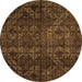 Round Machine Washable Abstract Orange Modern Area Rugs, wshabs4515org