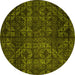 Round Abstract Yellow Modern Rug, abs4515yw