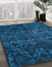 Abstract Bright Navy Blue Modern Rug in Family Room, abs4515