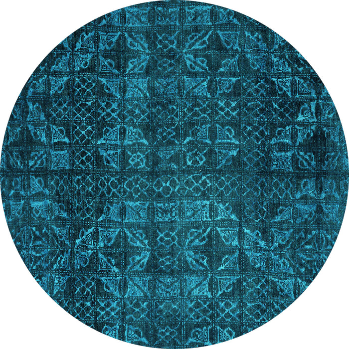 Round Abstract Turquoise Modern Rug, abs4515turq