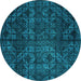 Round Abstract Turquoise Modern Rug, abs4515turq