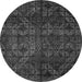 Round Machine Washable Abstract Gray Modern Rug, wshabs4515gry