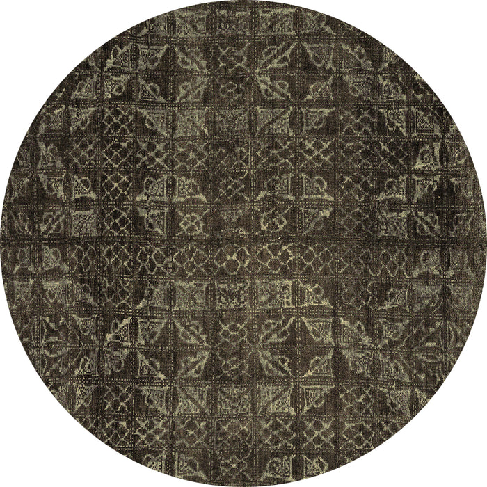 Round Abstract Brown Modern Rug, abs4515brn