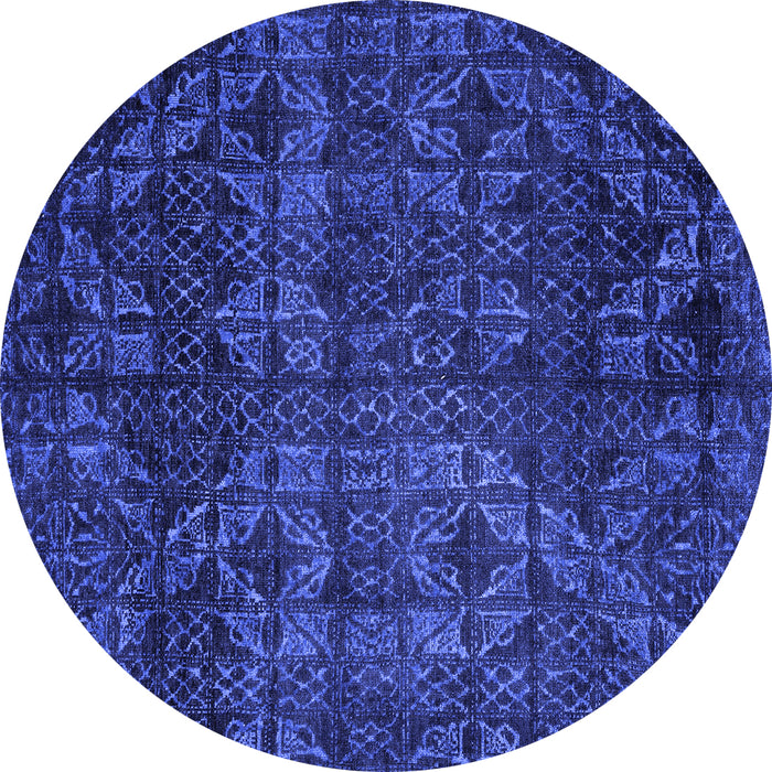Round Abstract Blue Modern Rug, abs4515blu