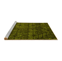 Sideview of Machine Washable Abstract Yellow Modern Rug, wshabs4515yw
