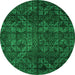 Round Abstract Green Modern Rug, abs4515grn