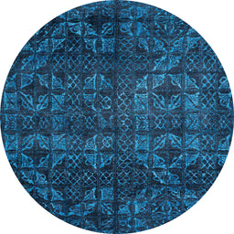 Round Machine Washable Abstract Bright Navy Blue Rug, wshabs4515