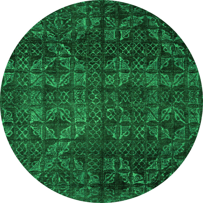 Round Machine Washable Abstract Green Modern Area Rugs, wshabs4515grn