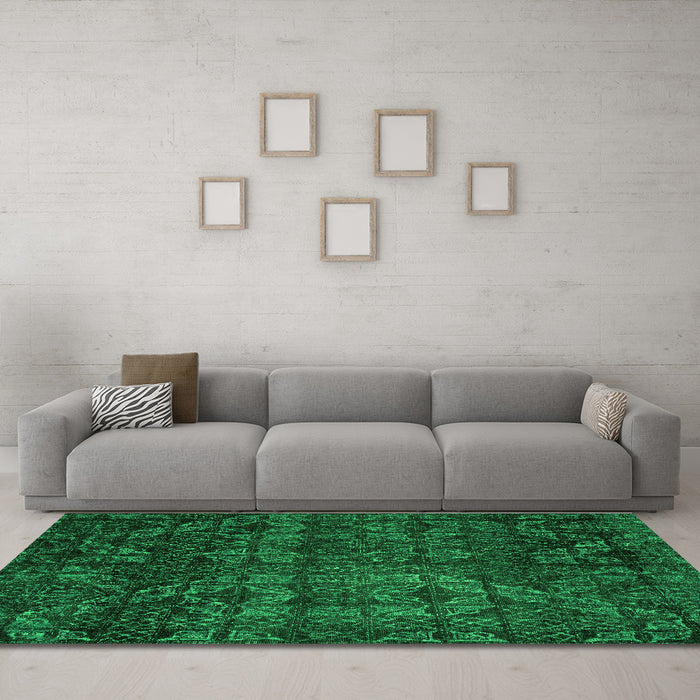 Machine Washable Abstract Green Modern Area Rugs in a Living Room,, wshabs4515grn