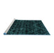 Sideview of Machine Washable Abstract Teal Green Rug, wshabs4516