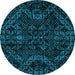 Round Machine Washable Abstract Light Blue Modern Rug, wshabs4516lblu