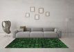 Machine Washable Abstract Emerald Green Modern Area Rugs in a Living Room,, wshabs4516emgrn