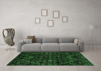 Machine Washable Abstract Emerald Green Modern Rug, wshabs4516emgrn