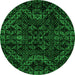 Round Machine Washable Abstract Green Modern Area Rugs, wshabs4516grn