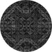 Round Abstract Gray Modern Rug, abs4516gry