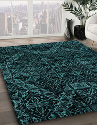 Abstract Teal Green Modern Rug, abs4516