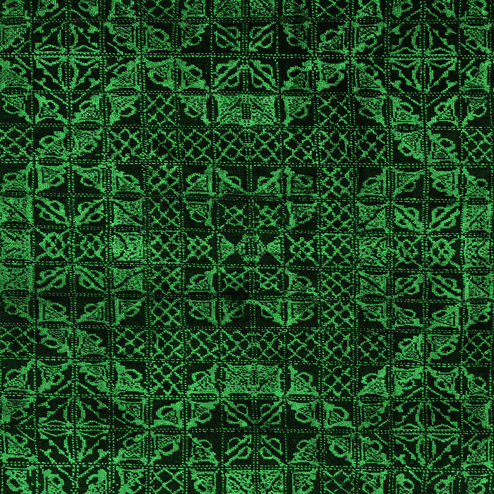 Square Abstract Green Modern Rug, abs4516grn