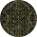 Round Abstract Brown Modern Rug, abs4516brn