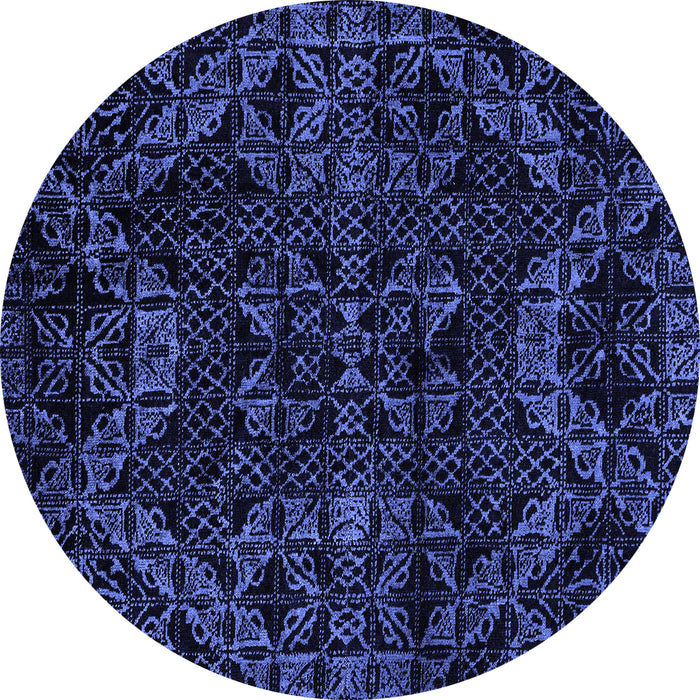Round Abstract Blue Modern Rug, abs4516blu