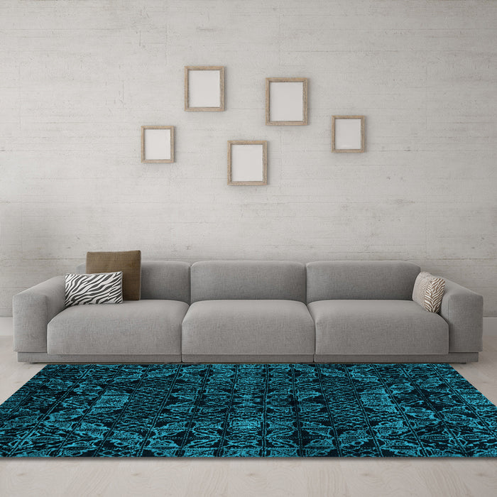 Machine Washable Abstract Light Blue Modern Rug in a Living Room, wshabs4516lblu