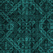 Square Machine Washable Abstract Turquoise Modern Area Rugs, wshabs4516turq