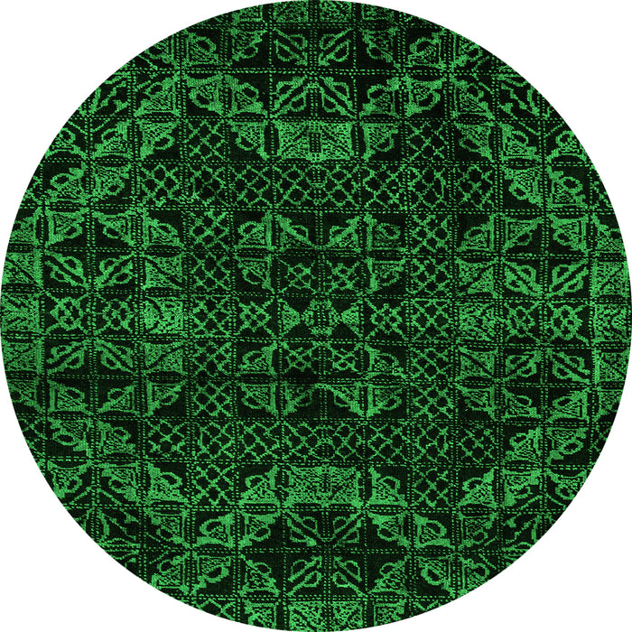 Round Abstract Green Modern Rug, abs4516grn