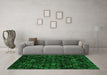 Machine Washable Abstract Green Modern Area Rugs in a Living Room,, wshabs4516grn