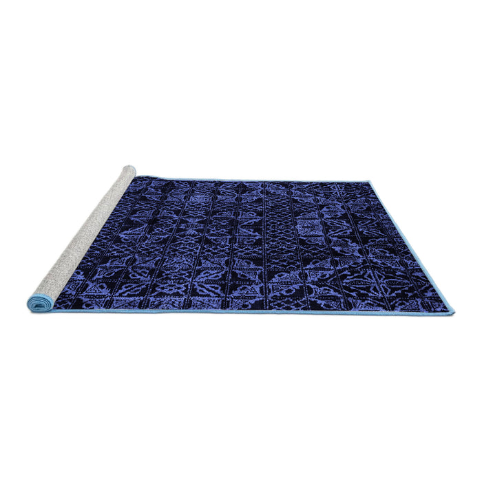 Sideview of Machine Washable Abstract Blue Modern Rug, wshabs4516blu