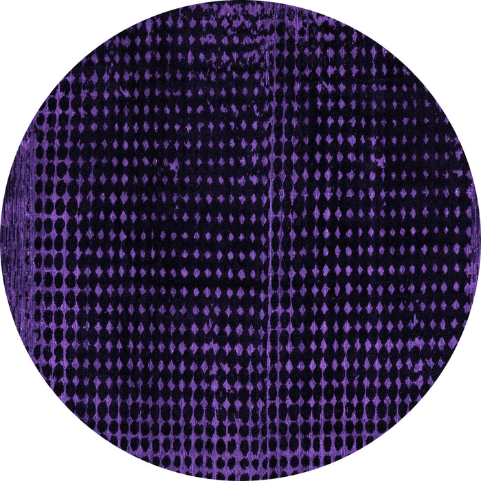 Round Machine Washable Abstract Purple Modern Area Rugs, wshabs4517pur
