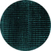 Round Abstract Turquoise Modern Rug, abs4517turq