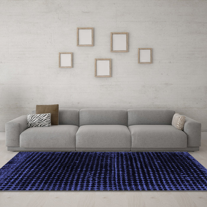 Machine Washable Abstract Blue Modern Rug in a Living Room, wshabs4517blu