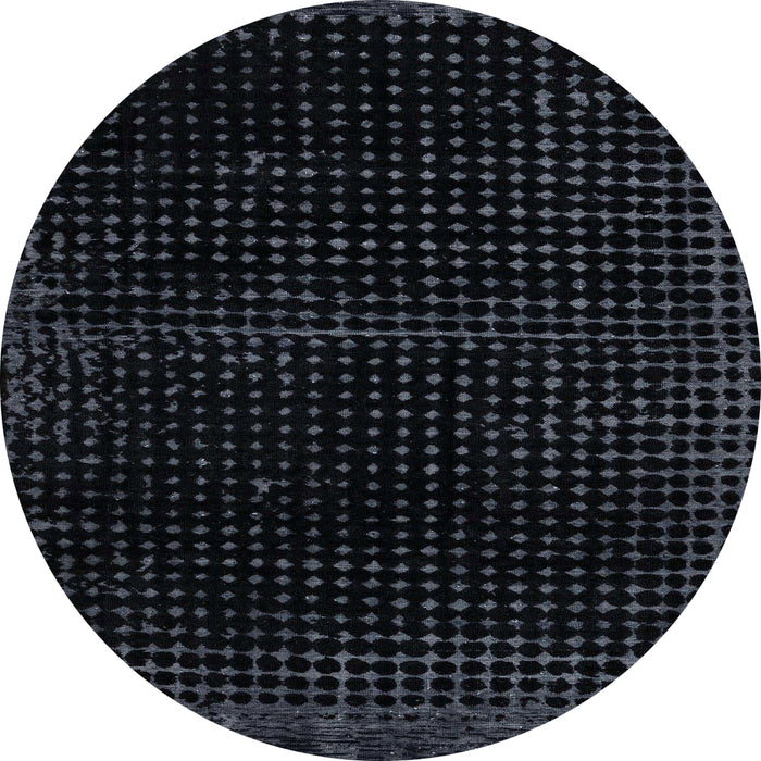 Round Abstract Black Modern Rug, abs4517