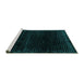 Sideview of Machine Washable Abstract Turquoise Modern Area Rugs, wshabs4517turq