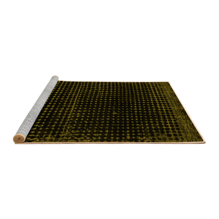 Sideview of Machine Washable Abstract Yellow Modern Rug, wshabs4517yw