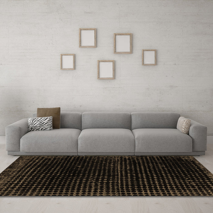 Machine Washable Abstract Brown Modern Rug in a Living Room,, wshabs4517brn