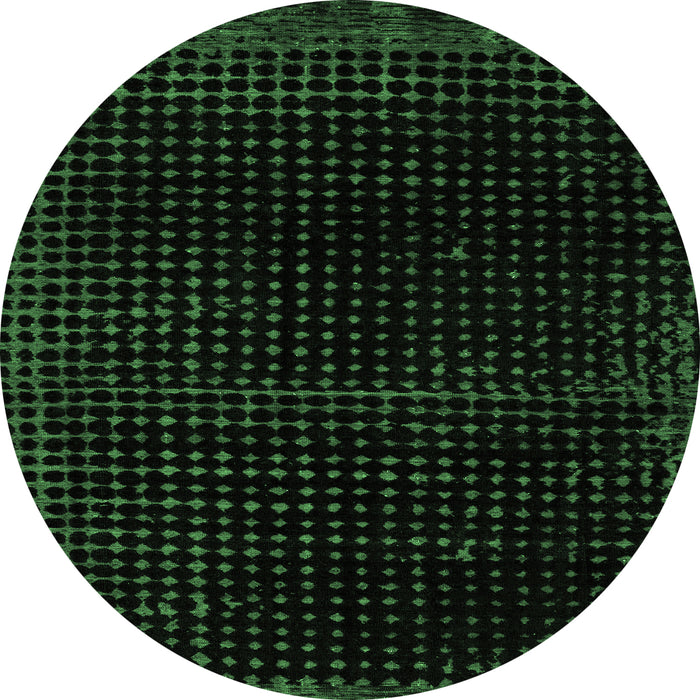 Round Abstract Emerald Green Modern Rug, abs4517emgrn
