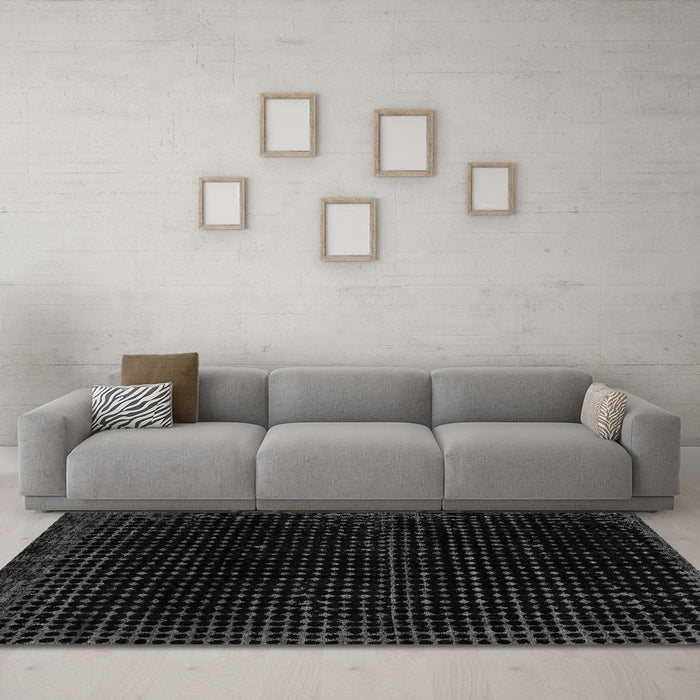 Machine Washable Abstract Gray Modern Rug in a Living Room,, wshabs4517gry