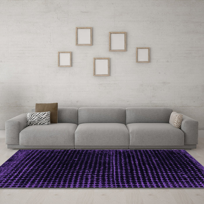 Machine Washable Abstract Purple Modern Area Rugs in a Living Room, wshabs4517pur