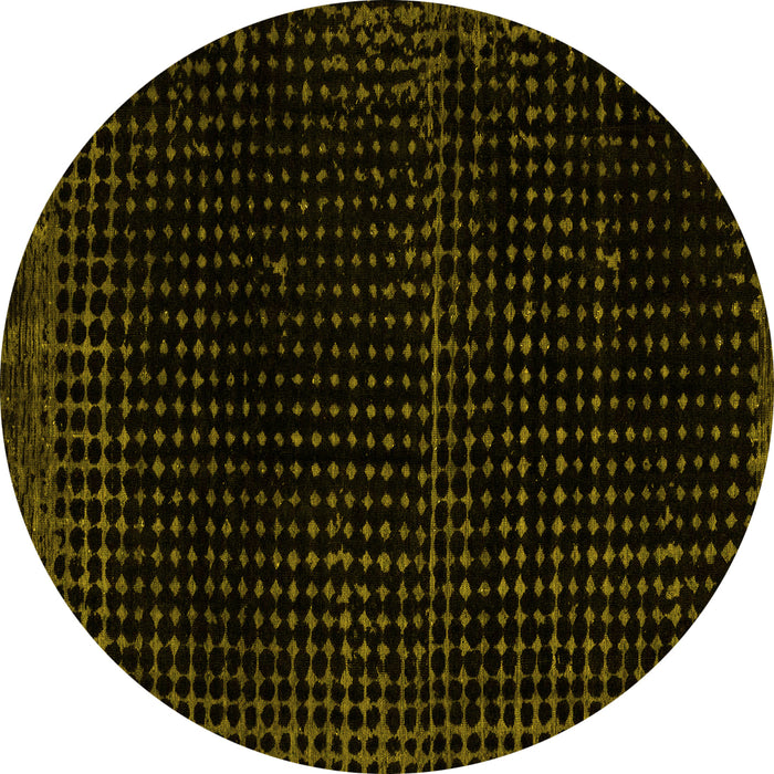 Round Abstract Yellow Modern Rug, abs4517yw