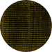 Round Abstract Yellow Modern Rug, abs4517yw