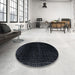 Round Abstract Black Modern Rug in a Office, abs4517