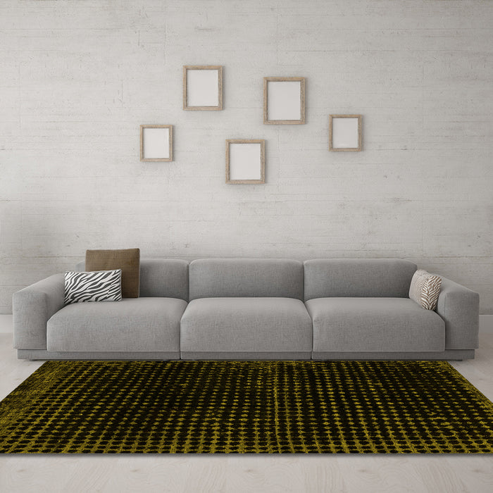 Machine Washable Abstract Yellow Modern Rug in a Living Room, wshabs4517yw