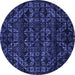 Round Machine Washable Abstract Blue Modern Rug, wshabs4518blu