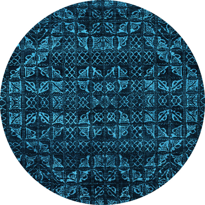 Round Abstract Light Blue Modern Rug, abs4518lblu