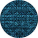 Round Abstract Light Blue Modern Rug, abs4518lblu