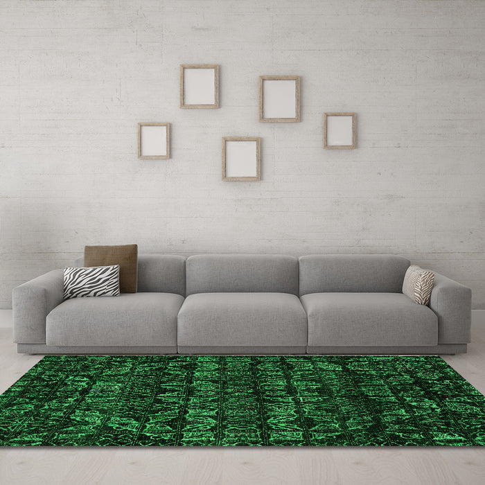 Machine Washable Abstract Green Modern Area Rugs in a Living Room,, wshabs4518grn